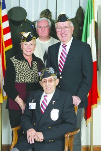 Chairman Anthony Fornelli (center) and co-chairs Marge Porcelli and Chuck Mascari (left and right) welcome Silver Star recipient John Del Medico to Casa Italia, which will serve as the site of the fledgling Italian American Veterans Museum.